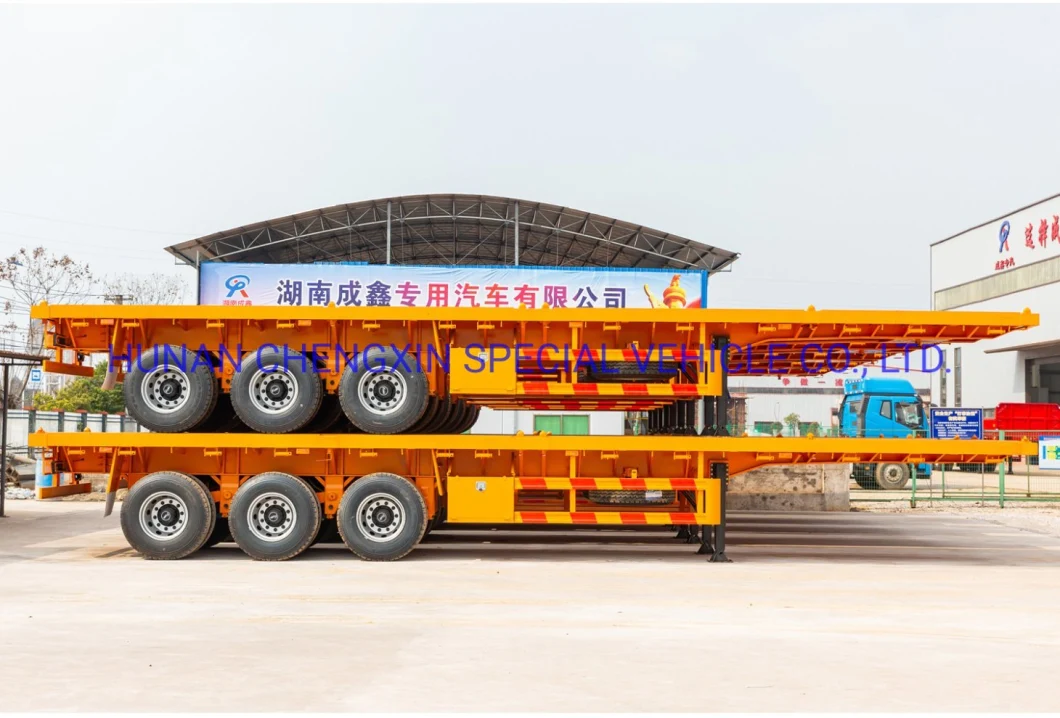 3 Axle China Manufacture Truck Heavy Duty Transportation Flatbed Cargo Container Carrier Semi Trailer