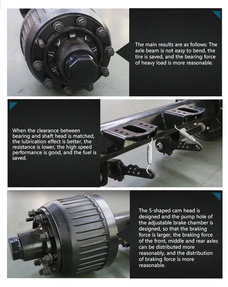 1850mm Square Tube Semi Trailer Axles 420*200 Brake Drum Axles