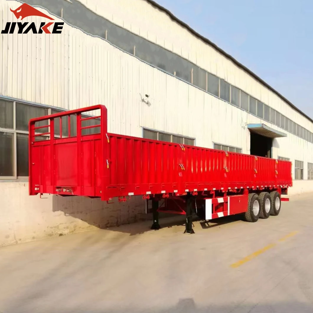 China 3 Axles Drop Side Board Sidewall Triaxle Trailer with Side Wall Boards Grain Cargo Transport Truck Semi Trailer for Sale Manufacturers