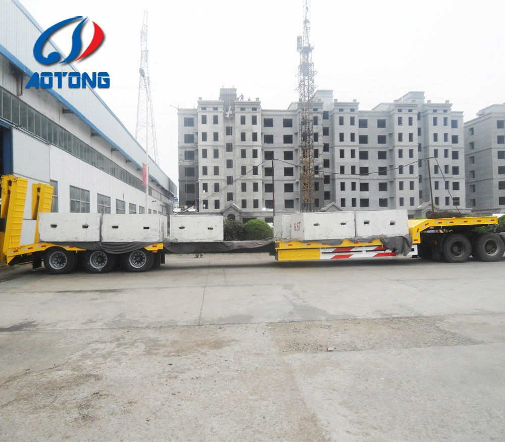 3/4/5 Axles 50 80tons Steering Extendable Drop 4 Axle 16m Lowbed Low Bed Semi Truck Trailer