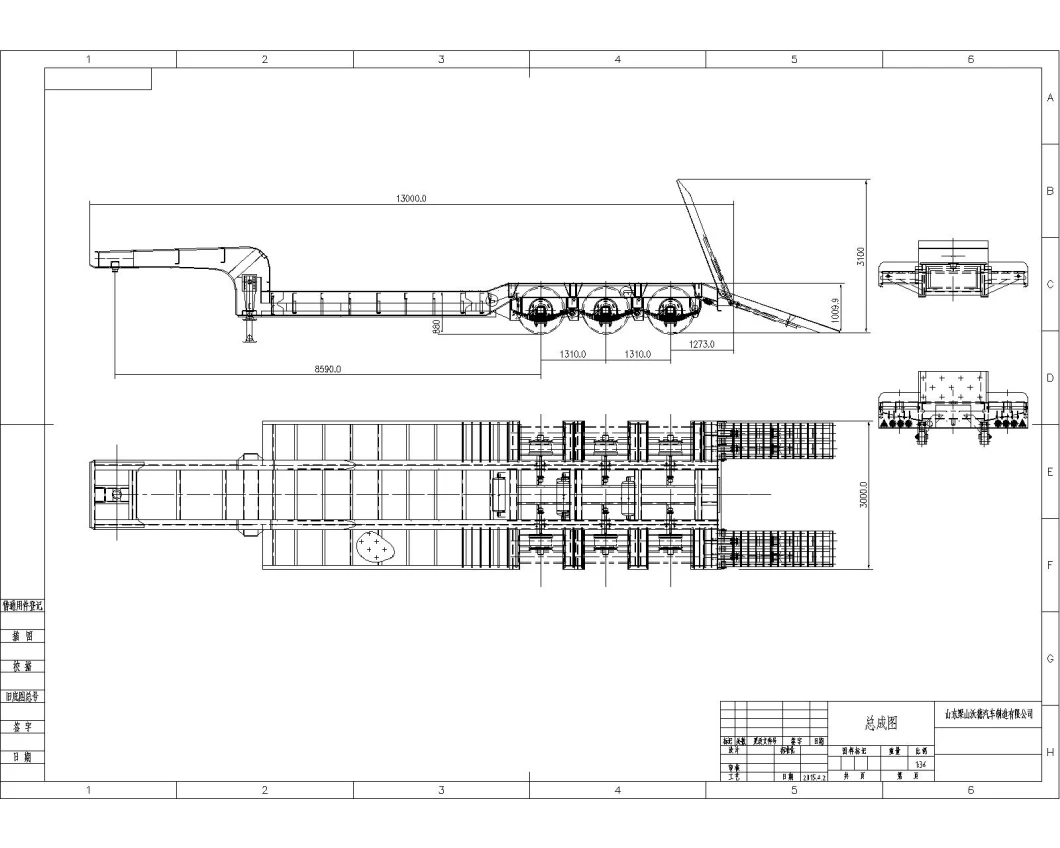 Special Lowbed Lowboy Semi Trailer for Large Dimension Cargo