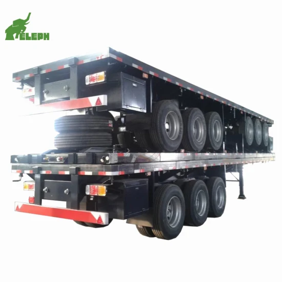 3 Axles 40FT Container Transport Platform Flatbed Semi Trailer with 40 Ton 60 Tons Capacity