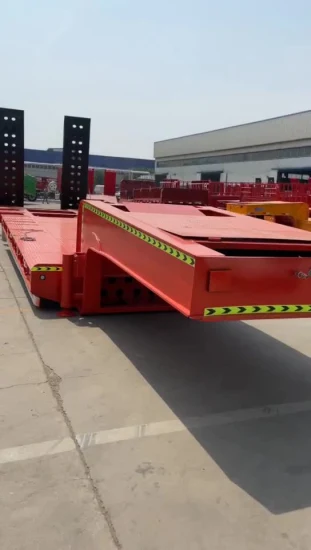 Hydraulic Ladder 3axles Heavy Duty 60ton 80tons Low Bed Semi Trailers Lowbed Trailer Lowboy Axle for Sale in Africa